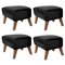 Black Leather and Smoked Oak My Own Chair Footstools from By Lassen, Set of 4 1