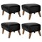 Black Leather and Smoked Oak My Own Chair Footstools from By Lassen, Set of 4, Image 1