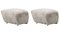 Green Tea Smoked Oak Sheepskin the Tired Man Footstools from by Lassen, Set of 2 2