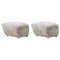 Green Tea Smoked Oak Sheepskin the Tired Man Footstools from by Lassen, Set of 2, Image 1