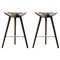 Brown Oak and Brass Counter Stools from By Lassen, Set of 2 1