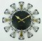 Mid-Century European Elomatic Sunburst Wall Clock in Black Metal & Brass, 1960s 8