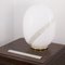 Große eiförmige Vintage Tischlampe aus weißem Murano Glas mit bernsteinfarbener Spirale 2