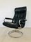 Vintage Norwegian Ekornes Stressless Lounge Chair & Footstool in Black Leather, Set of 2, Image 6