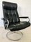 Vintage Norwegian Ekornes Stressless Lounge Chair & Footstool in Black Leather, Set of 2 7