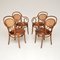 Antique Bentwood & Leather Dining Chairs by Thonet, Set of 4, Image 3