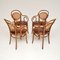 Antique Bentwood & Leather Dining Chairs by Thonet, Set of 4 2