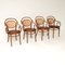 Antique Bentwood & Leather Dining Chairs by Thonet, Set of 4 1