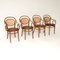 Antique Bentwood & Leather Dining Chairs by Thonet, Set of 4, Image 1