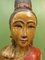 Grande Statue de Dame Orientale en Bois Peint 17