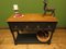 Console Side Table in Black Painted Oak with Drawers and Natural Oak Top, 1930s, Image 2