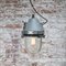 Vintage Industrial Clear Glass & Grey Pendant Light 5