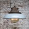 Vintage Industrial White Grey Enamel & Cast Iron Pendant Lamp from Holophane 5