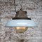 Vintage Industrial White Grey Enamel & Cast Iron Pendant Lamp from Holophane, Image 5
