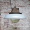 Vintage Industrial White Grey Enamel & Cast Iron Pendant Lamp from Holophane 6