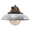 Vintage Industrial White Grey Enamel & Cast Iron Pendant Lamp from Holophane, Image 2