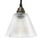 Lampe à Suspension Industrielle Vintage en Verre Transparent de Holophane 1