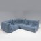 Togo Sectional Sofas in Blue by Michel Ducaroy for Ligne Roset, Set of 3 5