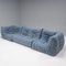 Togo Sectional Sofas in Blue by Michel Ducaroy for Ligne Roset, Set of 3 2