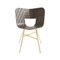 Tria 4 Legged Chair in Gold with Striped Seat in Ivory and Black by Colé Italia 1