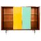 Mid-Century Modern Teak Sideboard with Colored Glass Sliders, Italy, 1960s 1