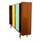 Mid-Century Modern Teak Sideboard with Colored Glass Sliders, Italy, 1960s 2