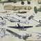 French Aviation Composition, Early 20th-Century, Collage, Framed 6