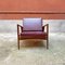Mid-Century Danish Modern Solid Wood & Bordeaux Faux Leather Armchairs, 1960s, Set of 2, Image 8