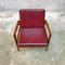 Mid-Century Danish Modern Solid Wood & Bordeaux Faux Leather Armchairs, 1960s, Set of 2, Image 10