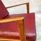 Mid-Century Danish Modern Solid Wood & Bordeaux Faux Leather Armchairs, 1960s, Set of 2 11