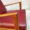 Mid-Century Danish Modern Solid Wood & Bordeaux Faux Leather Armchairs, 1960s, Set of 2, Image 11