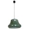 Mid-Century Italian Modern Bell Shaped Grey-Green Double Glass Pendant, 1960s 1