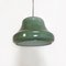Mid-Century Italian Modern Bell Shaped Grey-Green Double Glass Pendant, 1960s 6