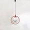 Italian Modern Glass & Red Metal Rod Pendant, 1970s 2