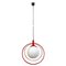 Italian Modern Glass & Red Metal Rod Pendant, 1970s 1