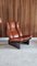 Fauteuil en Cuir et Bois Leolux Cognac, Pays-Bas, 1970s 4