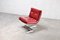French Lounge Chair in Red Leather and Stainless Steel by Raphael Raffel, 1970s, Image 1