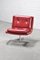French Lounge Chair in Red Leather and Stainless Steel by Raphael Raffel, 1970s 7