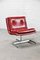 French Lounge Chair in Red Leather and Stainless Steel by Raphael Raffel, 1970s 3