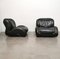 Curved Black Leather Armchair in the Style of Afra and Tobia Scarpa, Italy, 1970s, Image 4