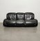 Curved Sofa in Black Leather in the Style of Afra and Tobia Scarpa, Italy, 1970s 4