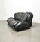 Curved Sofa in Black Leather in the Style of Afra and Tobia Scarpa, Italy, 1970s 3