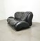 Curved Sofa in Black Leather in the Style of Afra and Tobia Scarpa, Italy, 1970s, Image 3