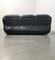 Curved Sofa in Black Leather in the Style of Afra and Tobia Scarpa, Italy, 1970s 7