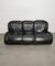 Curved Sofa in Black Leather in the Style of Afra and Tobia Scarpa, Italy, 1970s 2