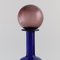Blue Mouth Blown Art Glass Vase Bottle by Otto Brauer for Holmegaard, Image 3