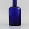 Blue Mouth Blown Art Glass Vase Bottle by Otto Brauer for Holmegaard, Image 4