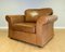 Tan Leather Armchair on Scroll Arms & Wooden Feet, Image 3