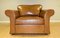 Tan Leather Armchair on Scroll Arms & Wooden Feet 4