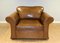 Tan Leather Armchair on Scroll Arms & Wooden Feet 2